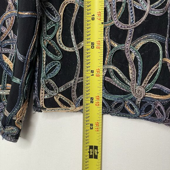 Y2K Women Full Zip Jacket XL Embroidered Floral Design Art to Wear Grunge Retro - Picture 10 of 10